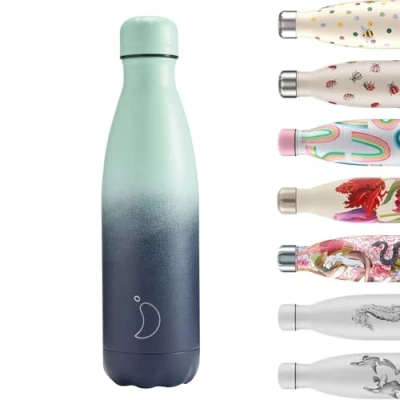 Image of Chilly&#039;s Water Bottle Stainless Steel and Reusable Leak Proof, Sweat Free Deep Spring, 500ml