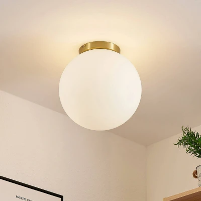Image of Lindby Meriala ceiling light brass, glass Ø 30cm