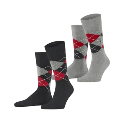 Image of Burlington 2ER PACK Socks, Men&#039;s, Size: 7,5 11, Schwarz grau rot