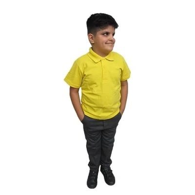 Image of Boys Girls Slim Fit School Uniform Trousers Half Elasticated Waist Pants 2 Pack Grey
