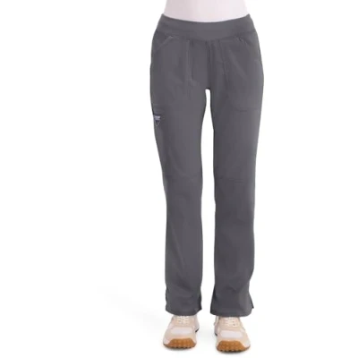 Image of CHEROKEE Women&#039;s Mid Rise Straight Leg Pull on Pant Gray S