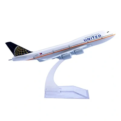 Image of Bswath Airplane Model 1:400 Scale United B747 Plane Metal Die cast Alloy Airplanes for Gift and Collection (United B747)