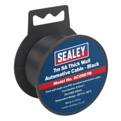 Image of Sealey Automotive Cable Thick Wall 5A 7m Black