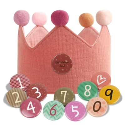 Image of URAQT Birthday Crown for Kids, Reusable Party Hat with Interchangeable Number from 0 to 9, Happy Hat, Baby Photo Props, Tiara Headbands Gifts Boys Girls