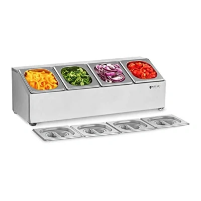 Image of Royal Catering Gastronorm Pan Holder RCPN 4 (Stainless steel, Dishwasher safe component parts, Incl. 1/6 containers with matching lids)
