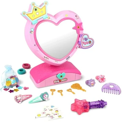 Image of Funlockets Secret Mirror with Hair Shimmers Kids &amp; Tangle Free Glitterizer Accessory Tool Style Decorate your 20+ Surprises 100+ Glitter Accessories Children Ages 4 Years +