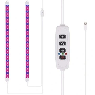 Image of LED Plant Grow Light Strip, Lamp Bar for Indoor Plants with Auto On/Off Timer, Full Spectrum/Dimmable/USB Plug in Gardening Greenhouse Hydroponics (2 Strip)