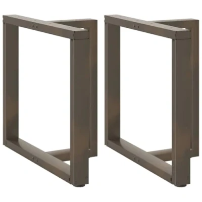Image of vidaXL Dining Table Legs Natural Steel Powder Coated T Shaped Adjustable Feet Ideal for Rooms/Offices 80x35x72 73cm