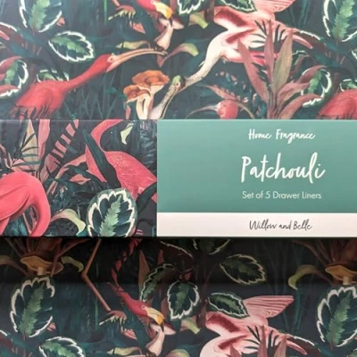 Image of Scented Drawer Liner Set of 5 Pathcouli Jungle Green Design