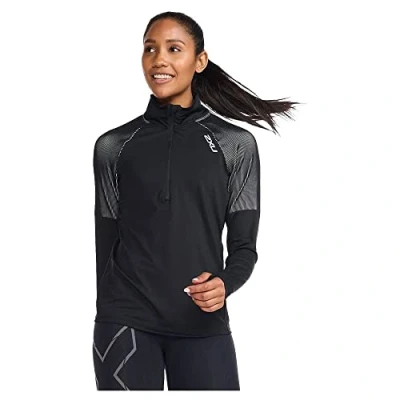 Image of 2XU Womens Light Speed 1/2 Zip Black/Silver Reflective, XL