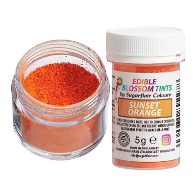 Image of Sugarflair Sunset Orange Food Colouring Powder Dust, Use on Cake Surfaces, Decorations or Colour Sugarpaste, Fondant, Icing, Chocolate, Buttercream, Royal Macarons and More! 5g