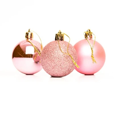 Image of 50mm/24Pcs Christmas Baubles Shatterproof Pale Pink, Tree Decorations Ball Ornaments Balls Xmas Hanging Holiday Decor Shiny,Matte,Glitter