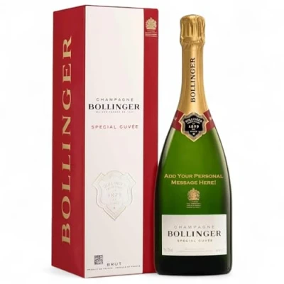 Image of Personalised Bollinger Special Cuvee Champagne 75cl Gift for all occasions, Customised Engraved Bottle, with Custom Engraving, Premium Alcohol Ideas