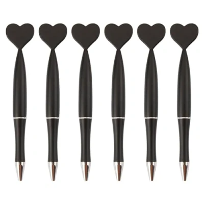 Image of HUIFACAI 6 Pieces Black Ink Ballpoint Pens 1.0mm Office Heart Shaped Wedding Stationery School Supplies