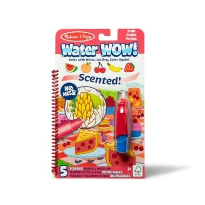 Image of Melissa &amp; Doug Scented Water WOW Reusable Reveal Colouring Activity Pad Travel Toy Fruit