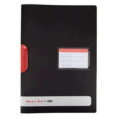 Image of Black n&#039; Red by Elba A4 Clip File, Opaque Black, Pack of 5, 400063613