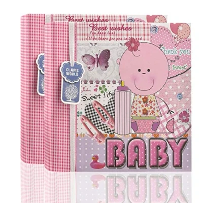 Image of 2 x Arpan 6x4 Inch Baby Slip in Case Memo Photo Album for 200 Photos Pink Girl