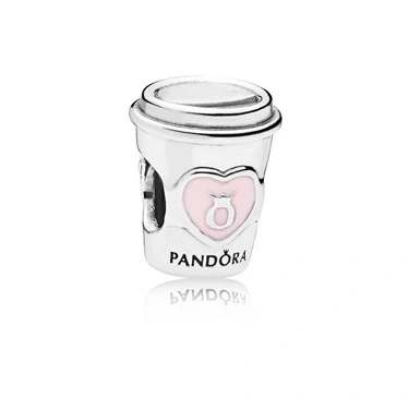 Image of Pandora Passions Coffee cup silver charm with pink enamel