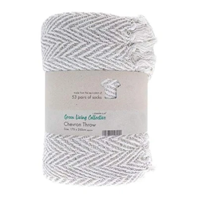 Image of COUNTRY CLUB Eco Friendly Recycled Chevron Weave Blanket Throw Stone 170x200cm
