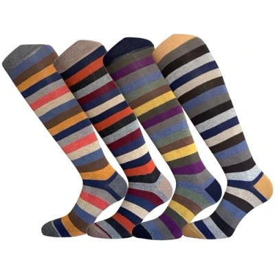 Image of 4 Pairs Men&#039;s Knee Hight Socks in Warm Cotton Made Italy One Size (Combination 5)