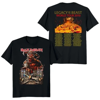 Image of Iron Maiden Legacy of The Beast World Tour 2019 in Ruins Black Tee, Black, Medium