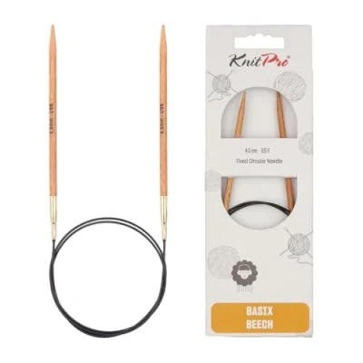 Image of KnitPro KP35318 60 cm x 4 mm Basix Fixed Circular Needles, Birch, Beige