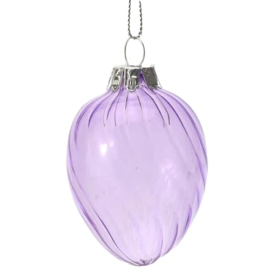 Image of Crafty Capers Pastel Lilac Spiral Glass Egg Hanging Easter Tree Decoration Gisela Graham