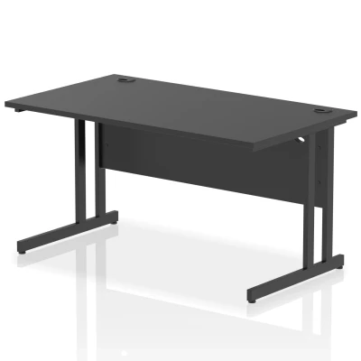 Image of Impulse 1400x800mm Straight Office Desk Black Top Cantilever Leg