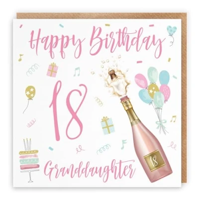 Image of Hunts England Granddaughter 18th Birthday Card Happy 18 Champagne Collection
