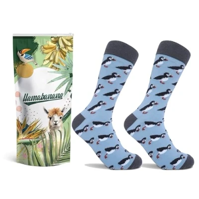 Image of llamabanana® Men&#039;s Luxury Cotton Socks Premium Quality &amp; Colourful Designs (Puffin)