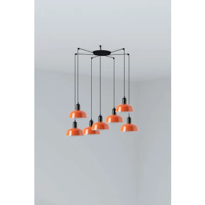 Image of Tatawin Small Cluster Pendant Ceiling Light Black, Gloss Reddish Orange 7x E27