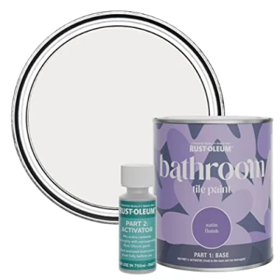 Image of Rust Oleum Purple Water Resistant Bathroom Tile Paint in Satin Finish Fleur 750ml
