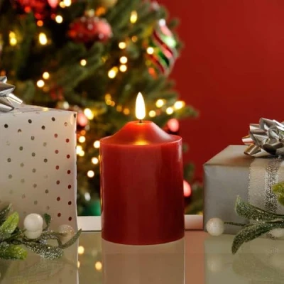 Image of Marco Paul 20 Hours 7.5cm Red Pillar Candle Long Burn Time Candles Burning Lighting Lantern Light Lasting Festive Décor Wedding Party Christmas