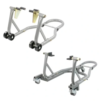 Image of KCT Heavy Duty Front Paddock &amp; Rear Stands with Dolly kit for Motorbike Maintenance