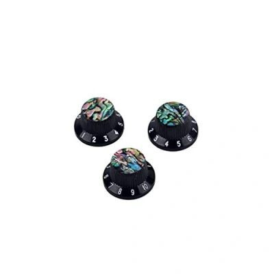 Image of Alnicov Guitar Contral Knobs,Black Electric Speed Knobs With Abalone Shell Tone Volume Control 3 Pack