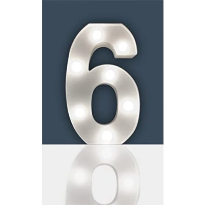 Image of Battery Operated 3D LED Number Light Perfect for use as a Night or at Weddings and Parties (Number 6)