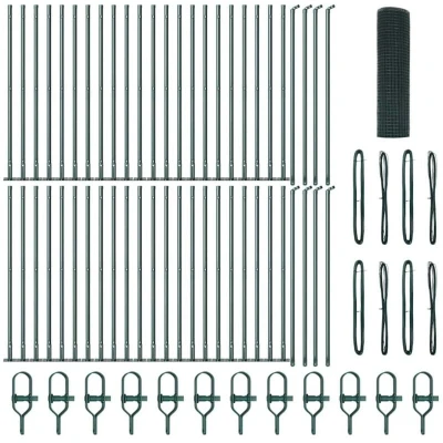 Image of Welded Wire Fence with 13 Flanged Posts Green 0.5x100 m Steel Vidaxl