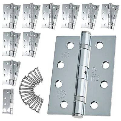 Image of Door Hinge 4&quot; / 102mm Polished Chrome Ball Bearing Washer CE Grade 11 for Fire 10 Pair