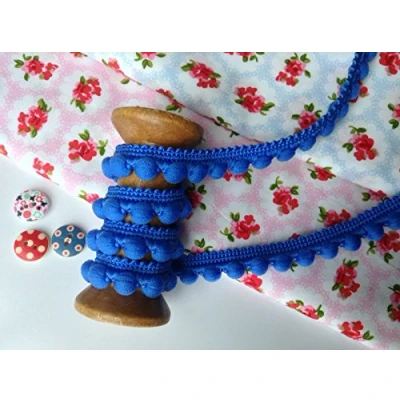 Image of Pearl POM BOBBLE TRIM PomPoms *Size MINI 10mm (0.4&quot;) *1m 26 colours (per meter) (Royal Blue)