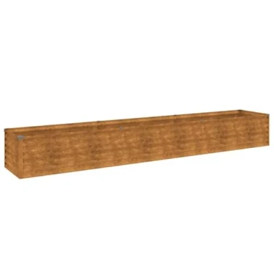 Image of vidaXL Garden Raised Bed in Corten Weathering Steel Rusty Brown, Perfect for Planting Vegetables, Herbs, Flowers, Anti Corrosive, Durable with Safety Edge Fold Design, 291x50x36 cm