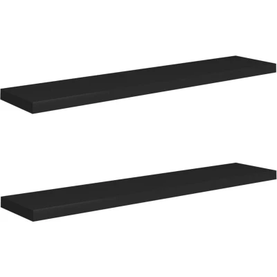 Image of vidaXL Floating Wall Shelves 2 pcs Black 120x23.5x3.8 cm MDF