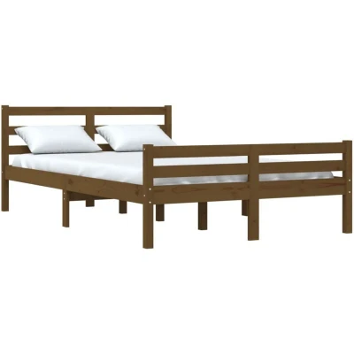 Image of vidaXL Bed Frame without Mattress Honey Brown Solid Wood 135x190 cm Double