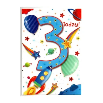 Image of Birthday Card for Three (3) Year Old Boy Free Post (UK)