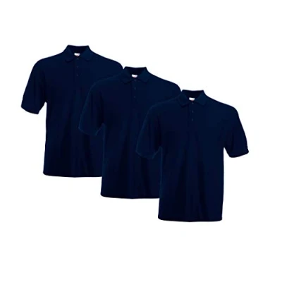 Image of Fruit of the Loom Men&#039;s 63 402 0 Polo Shirt, Dark Blue, 3XL (Pack 3)
