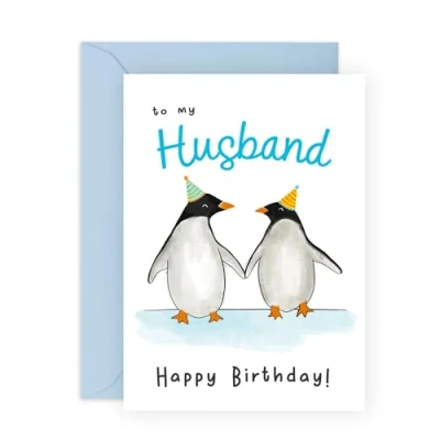 Image of Central 23 Husband Birthday Card From Wife To My Penguin Cards For Him Men Cute Gifts Comes With Fun Stickers