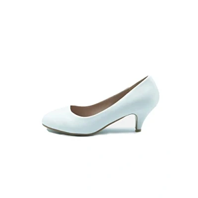 Image of Womens Ladies Low Heel Court Shoes Comfort Pumps Smart Office Formal Work Party Wedding Occasion Heeled Heels Slip On White Faux Leather