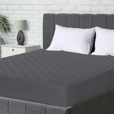 Image of Utopia Bedding Quilted Mattress Protector, Breathable Topper, Pad Stretches up to 38 CM, Deep Fitted Cover, Super King Bed (Grey, 180x200 cm)