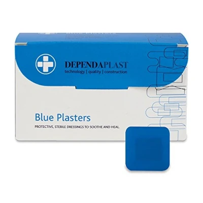 Image of Reliance Medical Dependaplast REL541 Food Area Plaster, 4 cm x cm, Blue (Pack of 100)