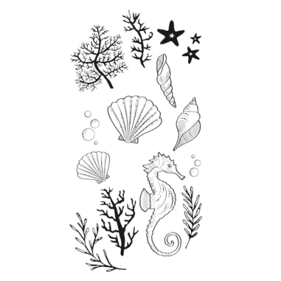Image of Sizzix Clear Stamps Set Ocean Elements by Lisa Jones, Multicolor, One Size