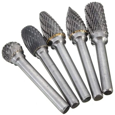 Image of Gasea 5pcs 10mm Double Cut Head Rotary Point Burrs Die Grinder Bit Tungsten Carbide Burr Set with 6mm Shank for Woodworking and Carving